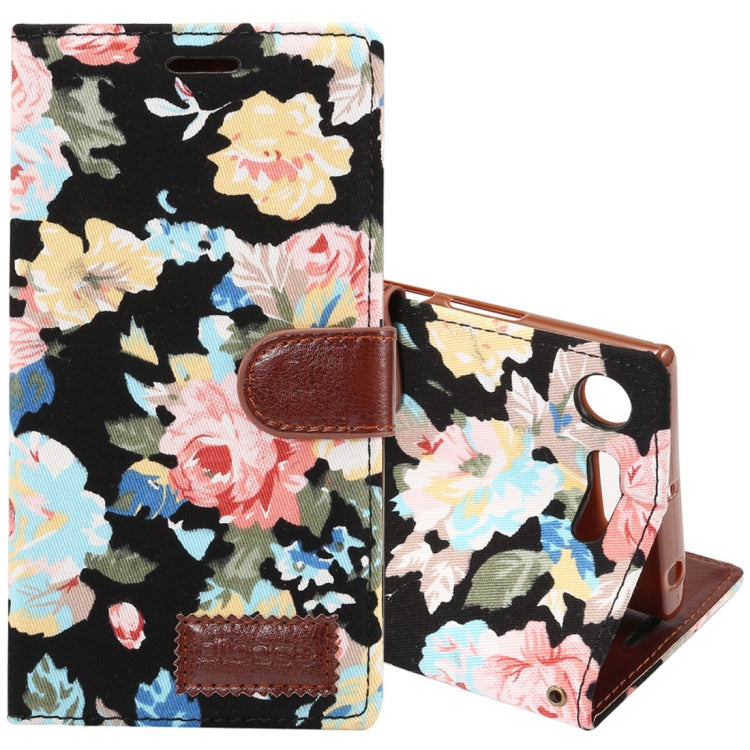 Dibase for Sony Xperia XZ1 Flower Pattern Cloth Surface TPU Horizontal Flip Leather Case with Holder & Card Slots