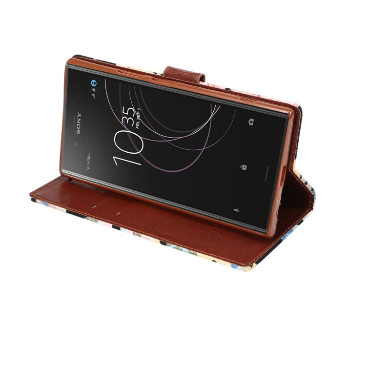 Dibase for Sony Xperia XZ1 Flower Pattern Cloth Surface TPU Horizontal Flip Leather Case with Holder & Card Slots