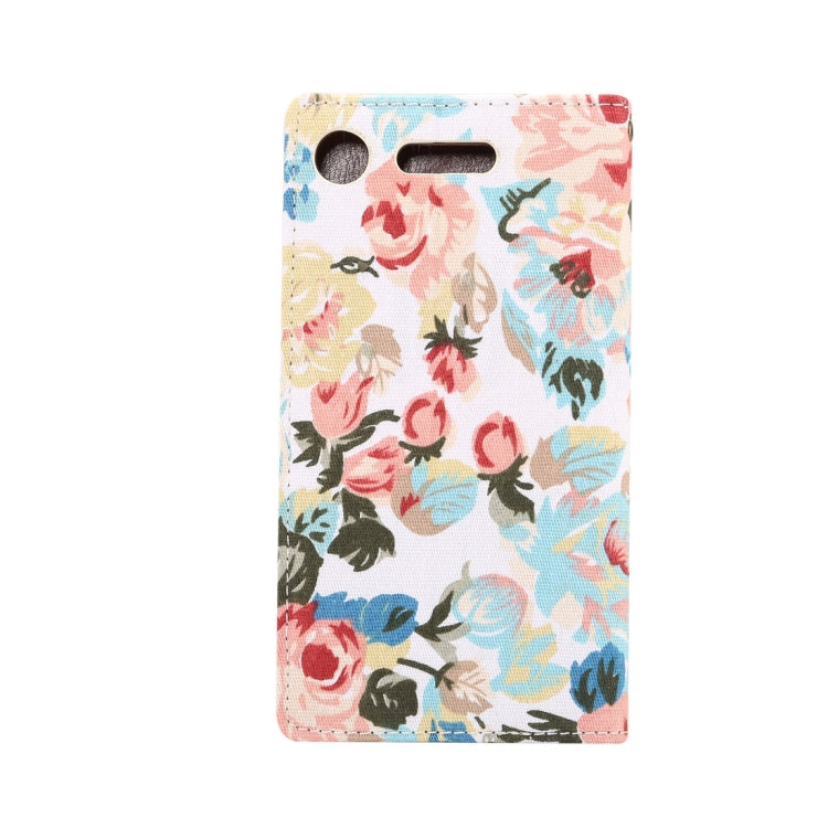 Dibase for Sony Xperia XZ1 Flower Pattern Cloth Surface TPU Horizontal Flip Leather Case with Holder & Card Slots