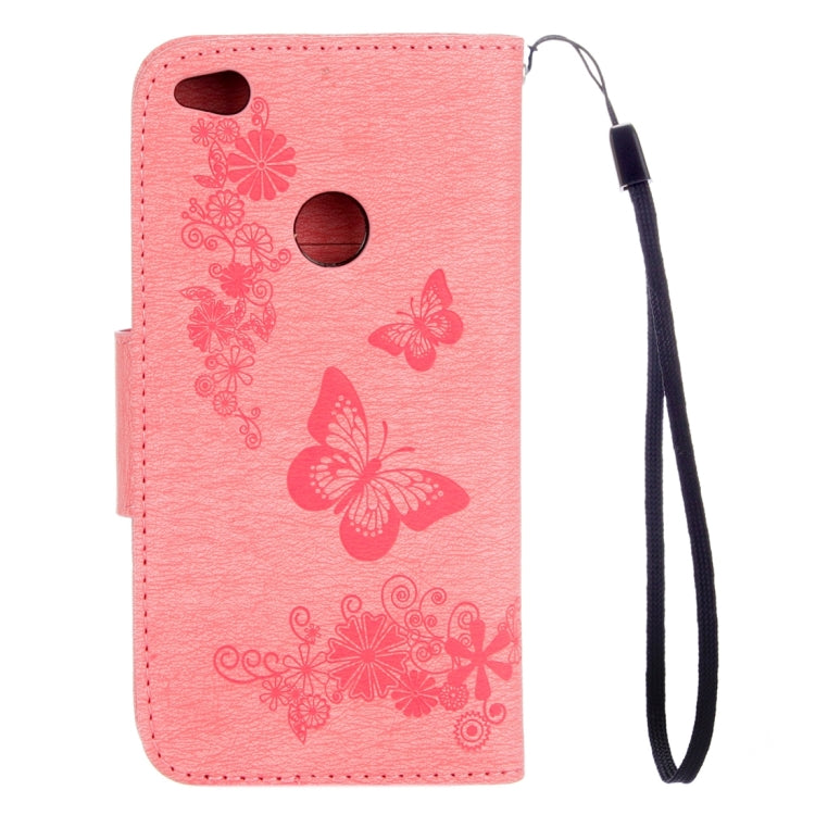 For Huawei P8 Lite (2017) Butterflies Embossing Horizontal Flip Leather Case with Holder & Card Slots & Wallet & Lanyard