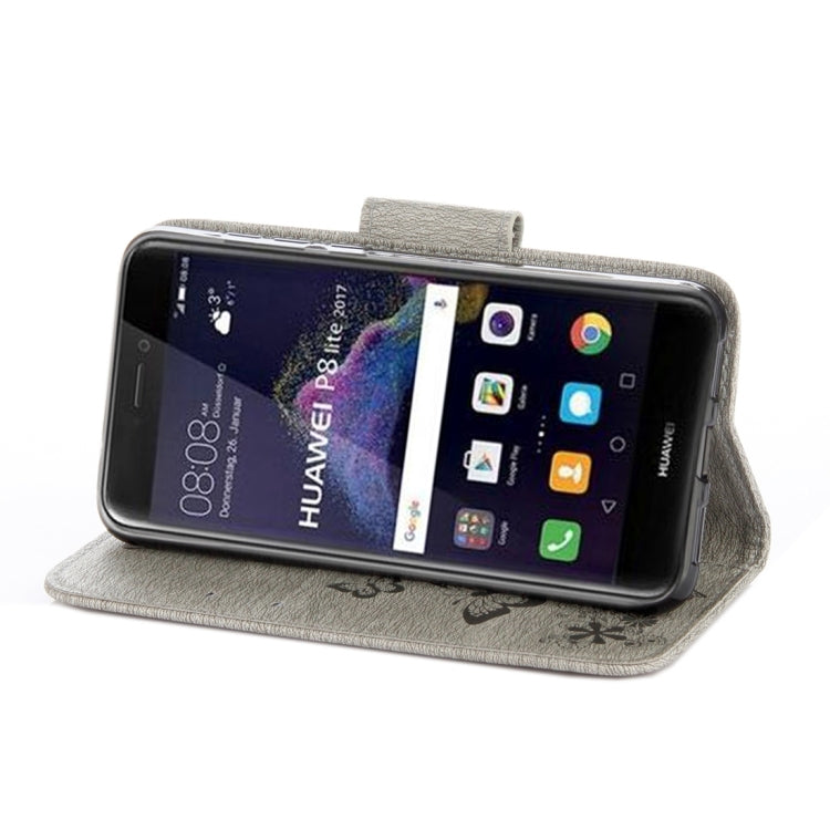 For Huawei P8 Lite (2017) Butterflies Embossing Horizontal Flip Leather Case with Holder & Card Slots & Wallet & Lanyard