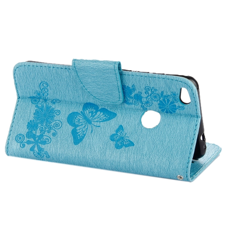 For Huawei P8 Lite (2017) Butterflies Embossing Horizontal Flip Leather Case with Holder & Card Slots & Wallet & Lanyard