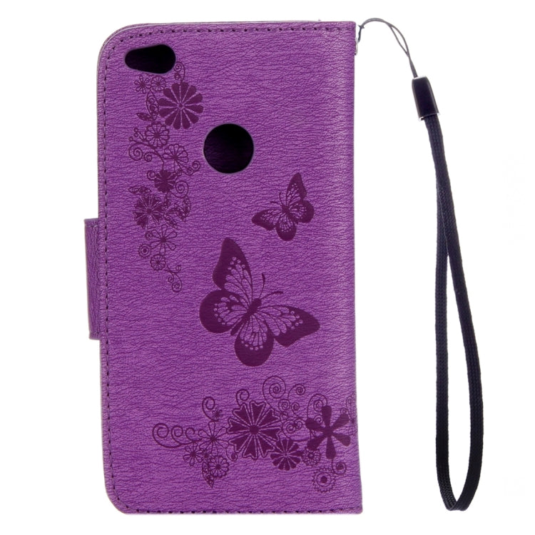 For Huawei P8 Lite (2017) Butterflies Embossing Horizontal Flip Leather Case with Holder & Card Slots & Wallet & Lanyard