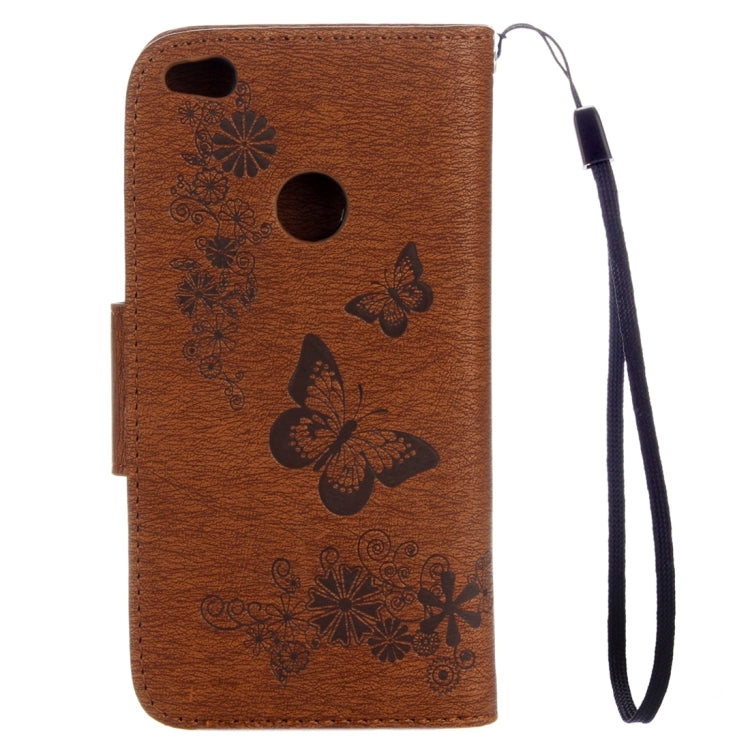For Huawei P8 Lite (2017) Butterflies Embossing Horizontal Flip Leather Case with Holder & Card Slots & Wallet & Lanyard