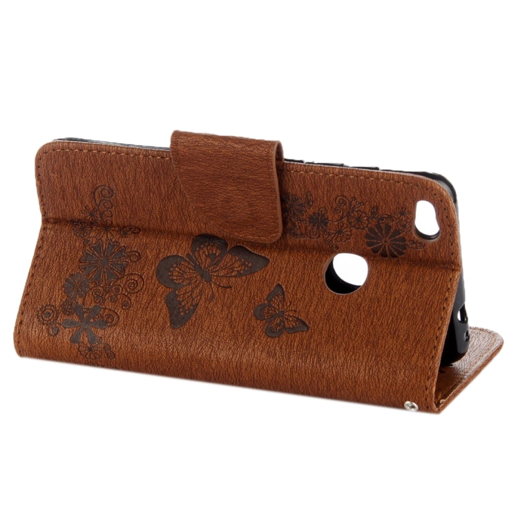 For Huawei P8 Lite (2017) Butterflies Embossing Horizontal Flip Leather Case with Holder & Card Slots & Wallet & Lanyard
