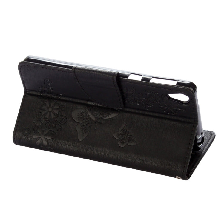 For Sony Xperia E5 Butterflies Embossing Horizontal Flip Leather Case with Holder & Card Slots & Wallet & Lanyard