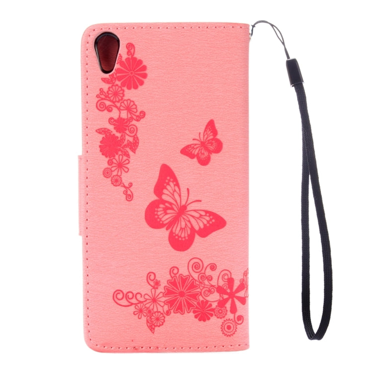 For Sony Xperia E5 Butterflies Embossing Horizontal Flip Leather Case with Holder & Card Slots & Wallet & Lanyard