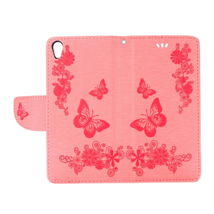 For Sony Xperia E5 Butterflies Embossing Horizontal Flip Leather Case with Holder & Card Slots & Wallet & Lanyard