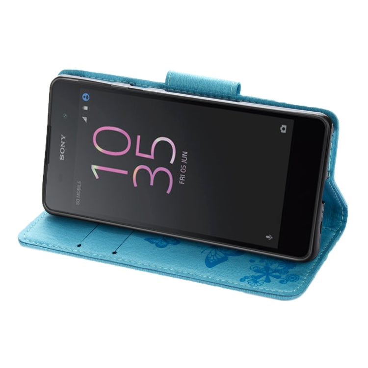 For Sony Xperia E5 Butterflies Embossing Horizontal Flip Leather Case with Holder & Card Slots & Wallet & Lanyard
