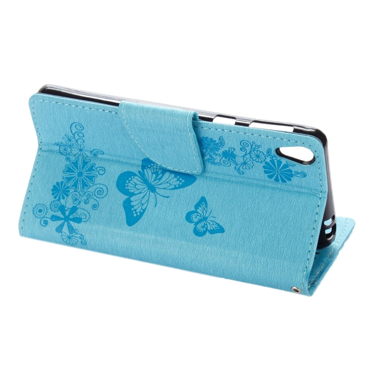 For Sony Xperia E5 Butterflies Embossing Horizontal Flip Leather Case with Holder & Card Slots & Wallet & Lanyard