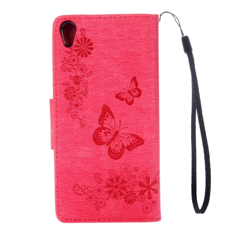 For Sony Xperia E5 Butterflies Embossing Horizontal Flip Leather Case with Holder & Card Slots & Wallet & Lanyard