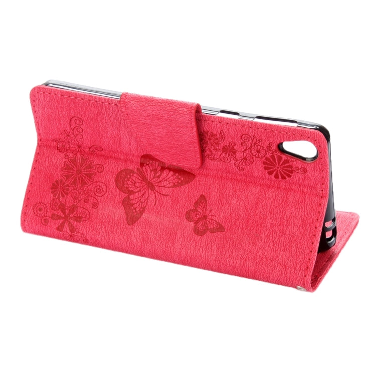 For Sony Xperia E5 Butterflies Embossing Horizontal Flip Leather Case with Holder & Card Slots & Wallet & Lanyard