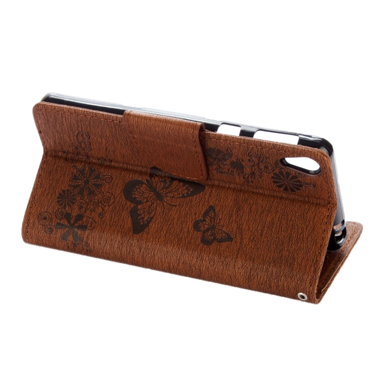 For Sony Xperia E5 Butterflies Embossing Horizontal Flip Leather Case with Holder & Card Slots & Wallet & Lanyard