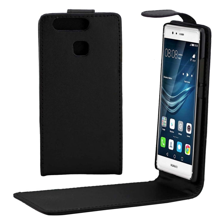 For Huawei P9 Plain Texture Vertical Flip Leather Case Waist Bag with Magnetic Buckle(Black)