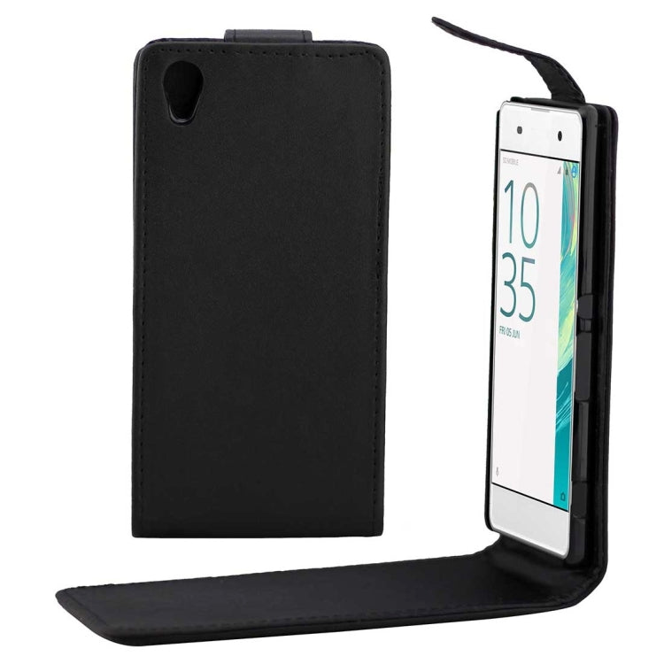 For Sony Xperia XA Plain Texture Vertical Flip Leather Case Waist Bag with Magnetic Buckle(Black)
