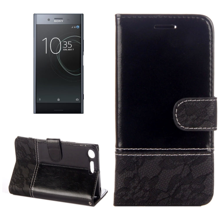 For Sony Xperia XZ Premium Lace Stitching Leather Case with Card Slots & Holder & Wallet