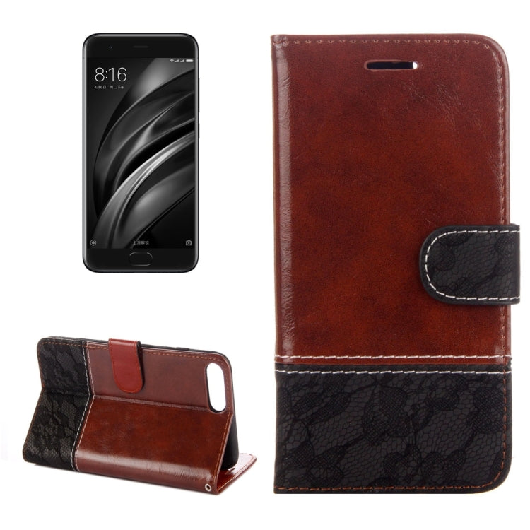 For Xiaomi Mi 6 Lace Stitching Leather Case with Card Slots & Holder & Wallet