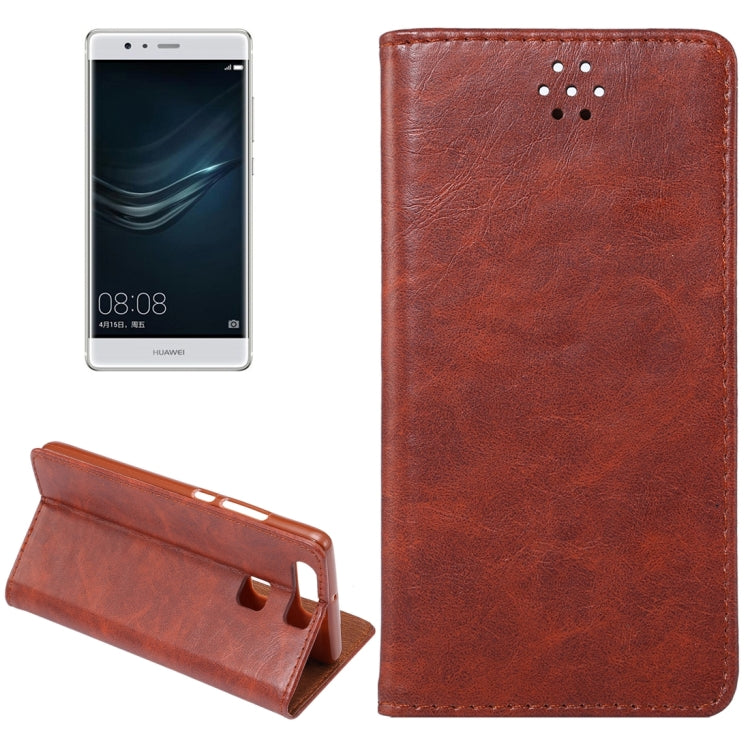 For Huawei P9 Magnetic Crazy Horse Texture Horizontal Flip Leather Case with Holder & Card Slots