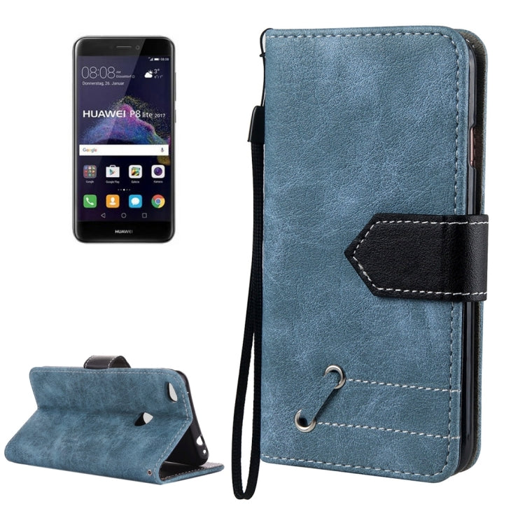 For Huawei P8 Lite (2017) Retro Crazy Horse Texture Contrast Color Horizontal Flip Leather Case with Holder & Card Slots & Wallet & Photo Frame & Lanyard