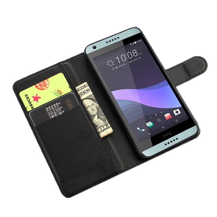 For HTC Desire 650 Litchi Texture Horizontal Flip Leather Case with Holder & Card Slots & Wallet