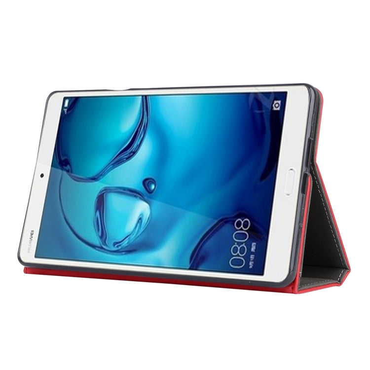 For Huawei MediaPad M3 8.4 inch Cowhide Texture Horizontal Flip Leather Case with Holder & Card Slot & Wallet & Hand Strap & Sleep / Wake-up Function
