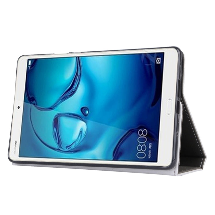 For Huawei MediaPad M3 8.4 inch Cowhide Texture Horizontal Flip Leather Case with Holder & Card Slot & Wallet & Hand Strap & Sleep / Wake-up Function
