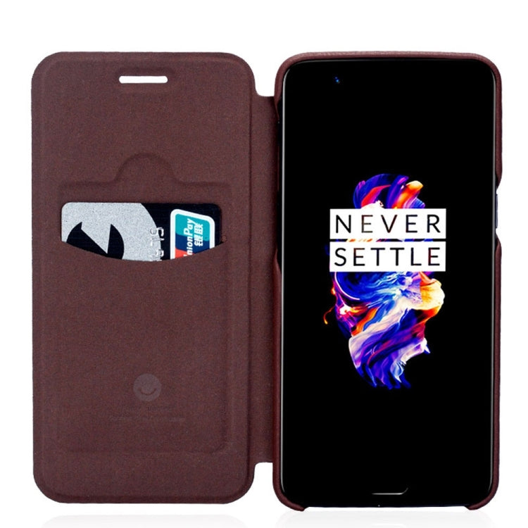 Lenuo for OnePlus 5 PU+PC Litchi Texture Horizontal Flip Leather Case with Card Slots