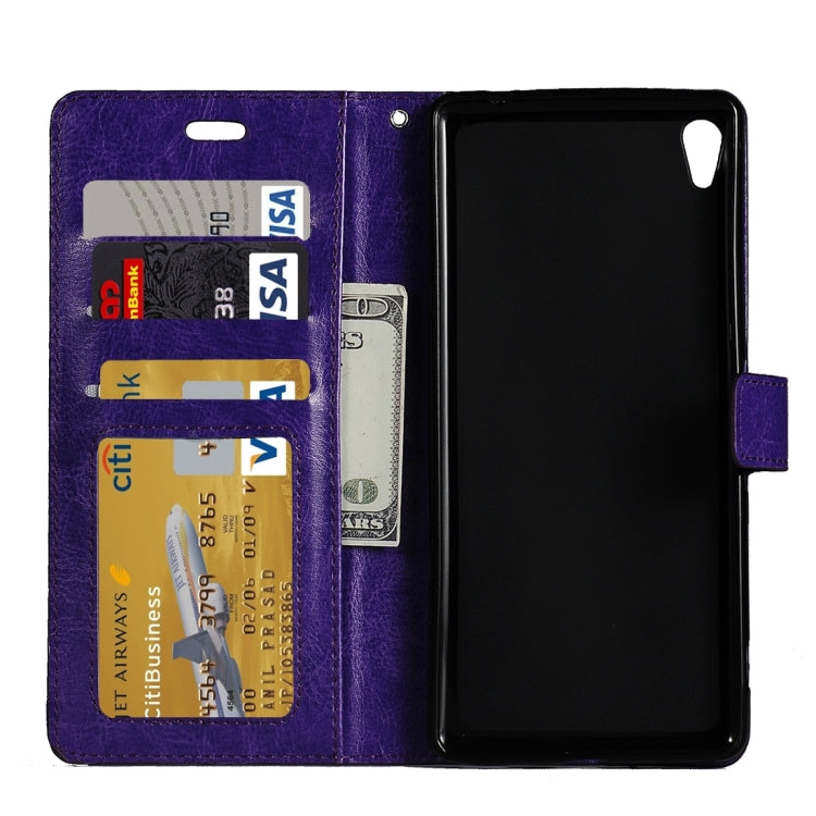 For Sony Xperia C6 Ultra Crazy Horse Texture Horizontal Flip PU Leather Case with Holder & Card Slots & Wallet & Lanyard