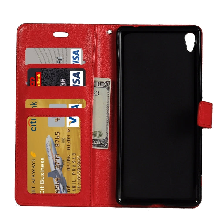For Sony Xperia C6 Ultra Crazy Horse Texture Horizontal Flip PU Leather Case with Holder & Card Slots & Wallet & Lanyard