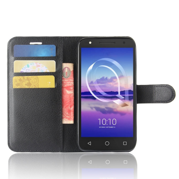 For Alcatel U5 HD Litchi Texture Horizontal Flip Leather Case with Holder & Card Slots & Wallet