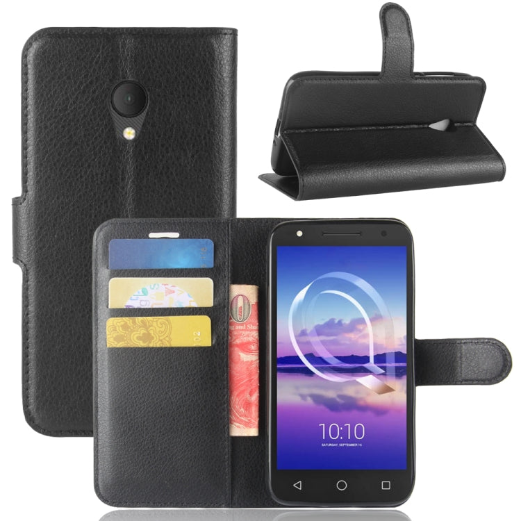 For Alcatel U5 HD Litchi Texture Horizontal Flip Leather Case with Holder & Card Slots & Wallet