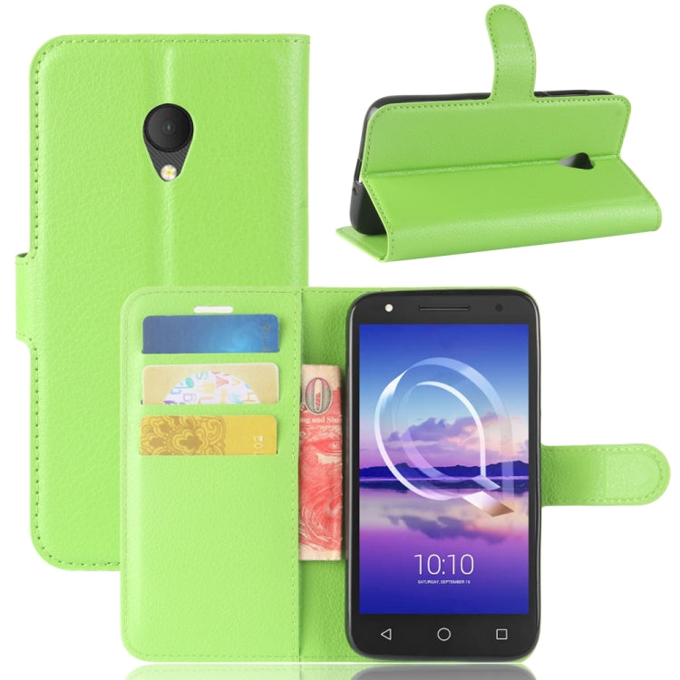 For Alcatel U5 HD Litchi Texture Horizontal Flip Leather Case with Holder & Card Slots & Wallet