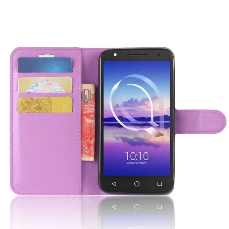 For Alcatel U5 HD Litchi Texture Horizontal Flip Leather Case with Holder & Card Slots & Wallet