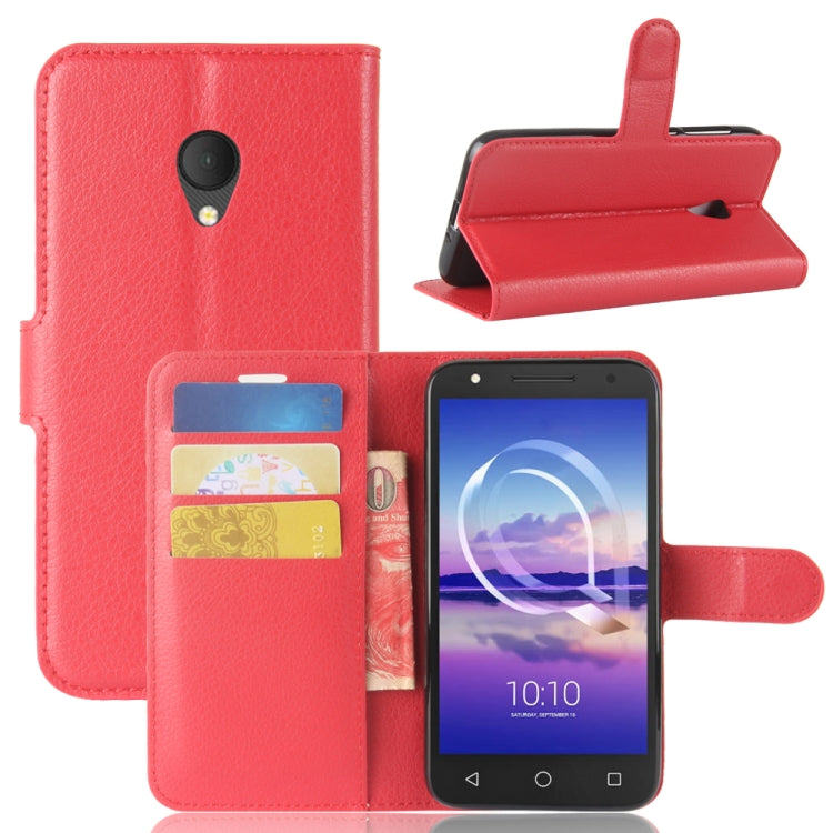 For Alcatel U5 HD Litchi Texture Horizontal Flip Leather Case with Holder & Card Slots & Wallet