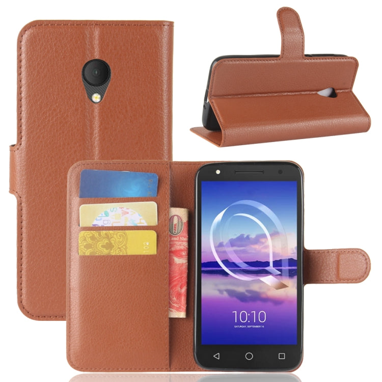 For Alcatel U5 HD Litchi Texture Horizontal Flip Leather Case with Holder & Card Slots & Wallet