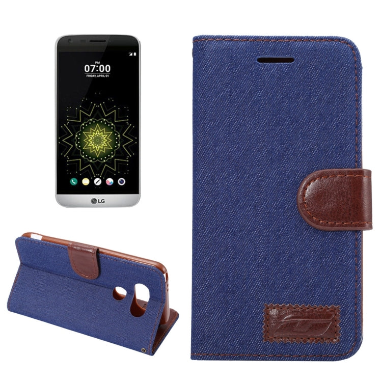 For LG G6 Denim Texture Horizontal Flip Leather Case with Holder & Card Slots (Dark Blue)