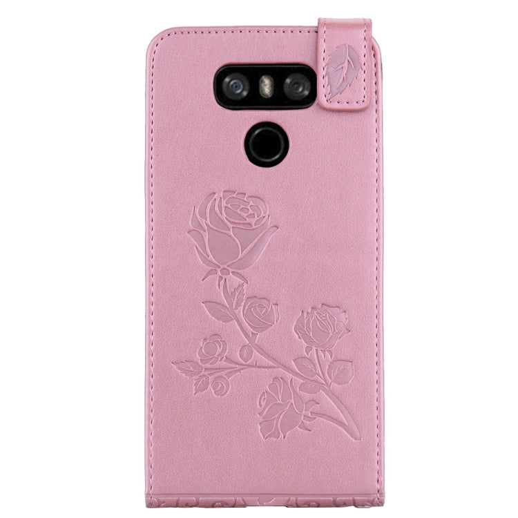 For LG G6 Roses Pressed Flowers Pattern Vertical Flip Leather Case with Card Slot & Lanyard