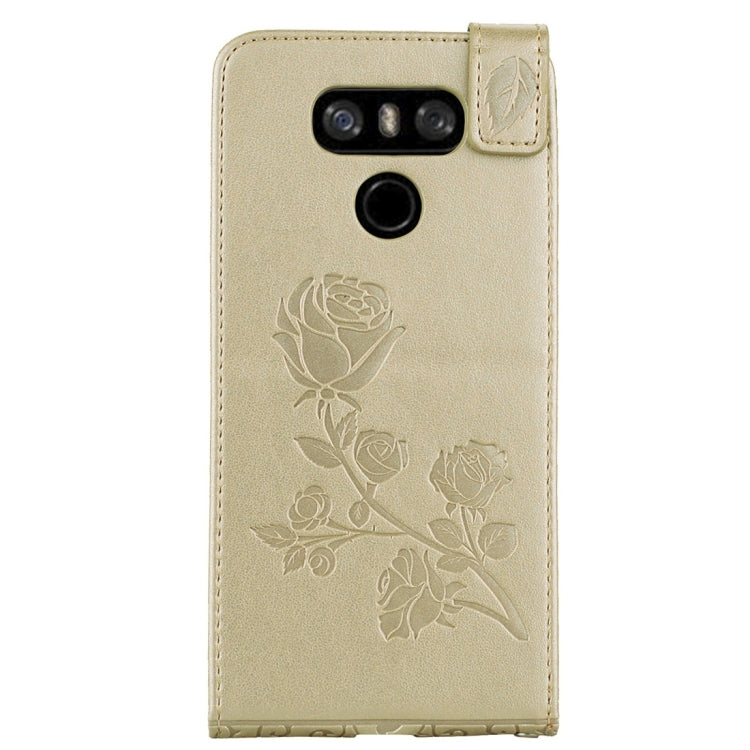 For LG G6 Roses Pressed Flowers Pattern Vertical Flip Leather Case with Card Slot & Lanyard