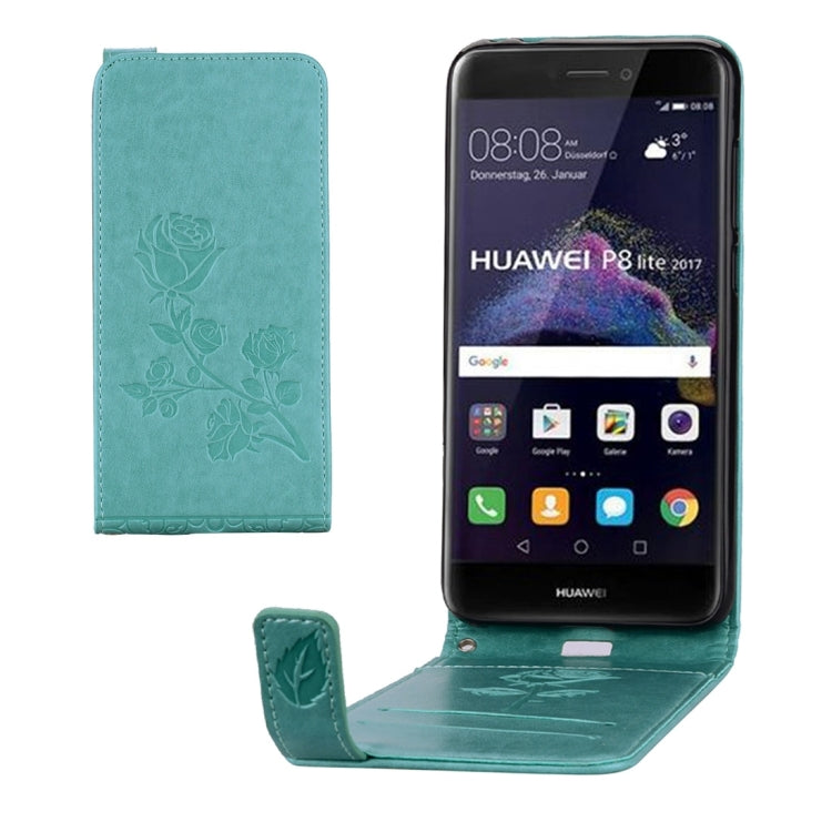 For Huawei P8 Lite (2017) Roses Pressed Flowers Pattern Vertical Flip Leather Case with Card Slot & Lanyard