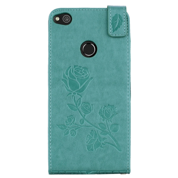 For Huawei P8 Lite (2017) Roses Pressed Flowers Pattern Vertical Flip Leather Case with Card Slot & Lanyard