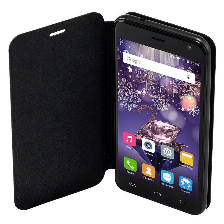 2 in 1 Cloth Texture Horizontal Flip Leather Case with Holder & Magnetic Buckle & Tempered Glass Screen Film for HOMTOM HT3 & HT3 Pro(Black)