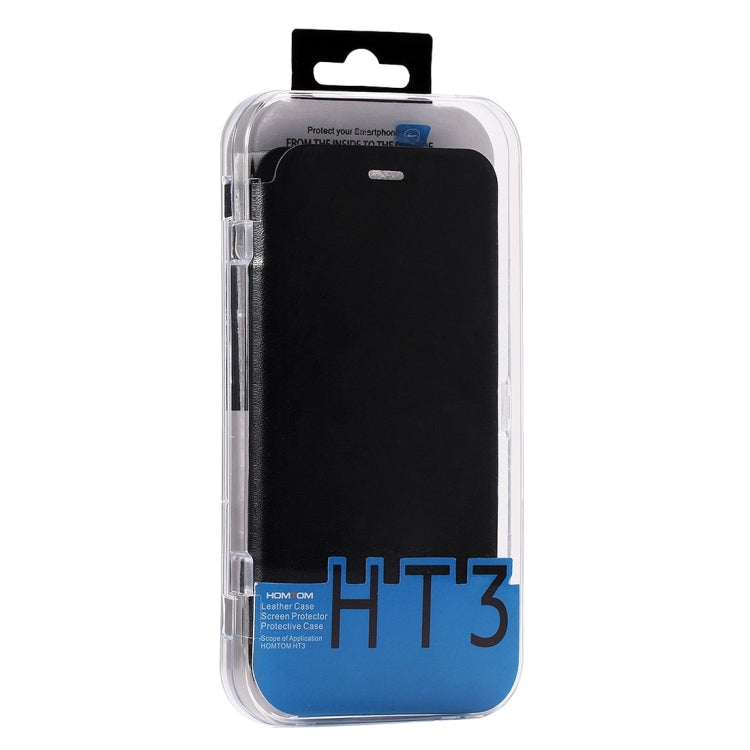 2 in 1 Cloth Texture Horizontal Flip Leather Case with Holder & Magnetic Buckle & Tempered Glass Screen Film for HOMTOM HT3 & HT3 Pro(Black)