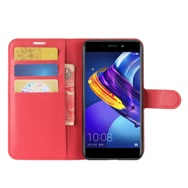 For Huawei Honor V9 Play Litchi Texture PU + TPU Horizontal Flip Leather Case With Holder & Card Slots & Wallet