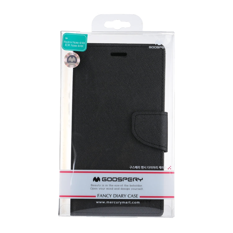 GOOSPERY FANCY DIARY Series for Xiaomi Redmi Note 4 / 4X Cross Texture Horizontal Flip Leather Case with Holder & Card Slots & Wallet