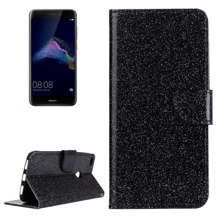 For Huawei P8 Lite 2017 Glitter Powder Leather Case with Holder & Wallet & Card Slots