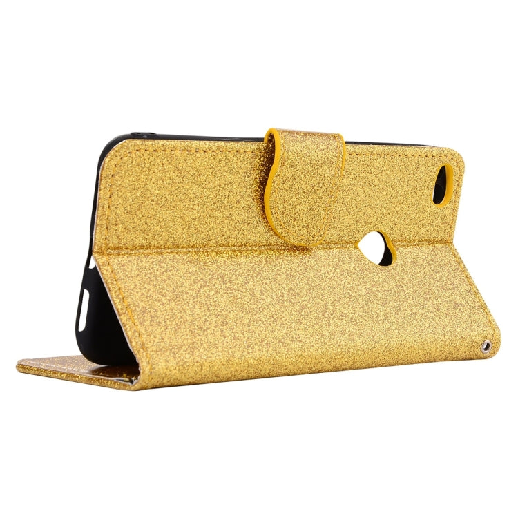 For Huawei P8 Lite 2017 Glitter Powder Leather Case with Holder & Wallet & Card Slots