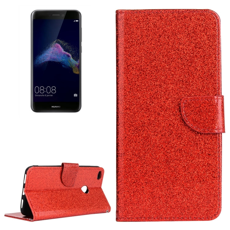 For Huawei P8 Lite 2017 Glitter Powder Leather Case with Holder & Wallet & Card Slots