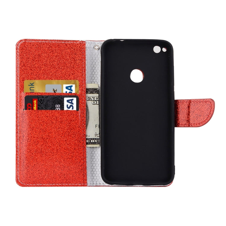 For Huawei P8 Lite 2017 Glitter Powder Leather Case with Holder & Wallet & Card Slots