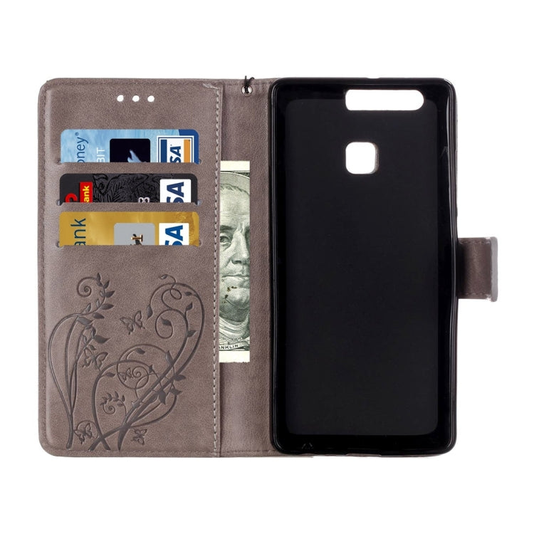 For Huawei P9 Heart Diamond Encrusted Flowers Embossing Horizontal Flip Leather Case with Holder & Card Slots & Wallet & Lanyard