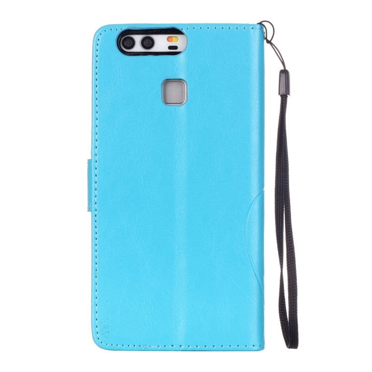 For Huawei P9 Heart Diamond Encrusted Flowers Embossing Horizontal Flip Leather Case with Holder & Card Slots & Wallet & Lanyard